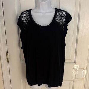 Moral Fiber Black Lace Accent Blouse